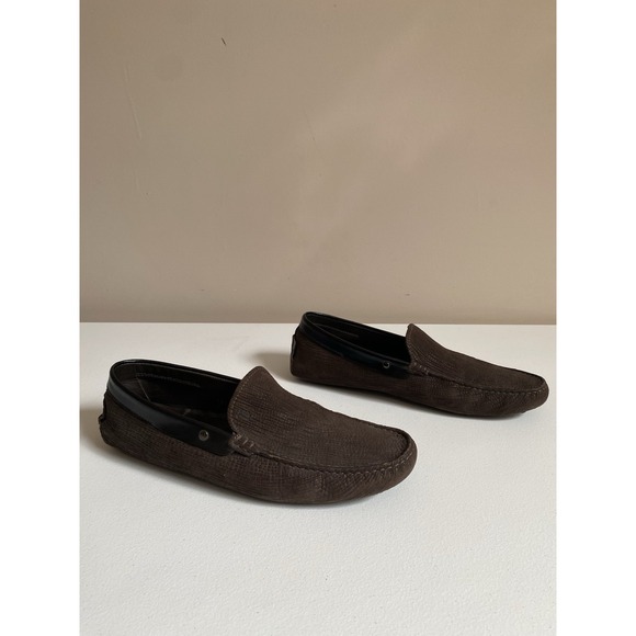 Tod's Textured Leather Gommino Loafer Dark Brown Driving Shoes - Men's US 10.5 - Picture 1 of 8